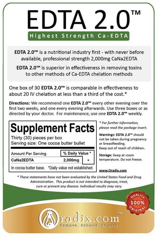 EDTA 2.0 (2000mg EDTA) with a free StopReabsorb bowel cleanse included
