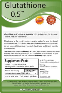 Glutathione 0.5 Reduced (active) Glutathione, 500mg per suppository