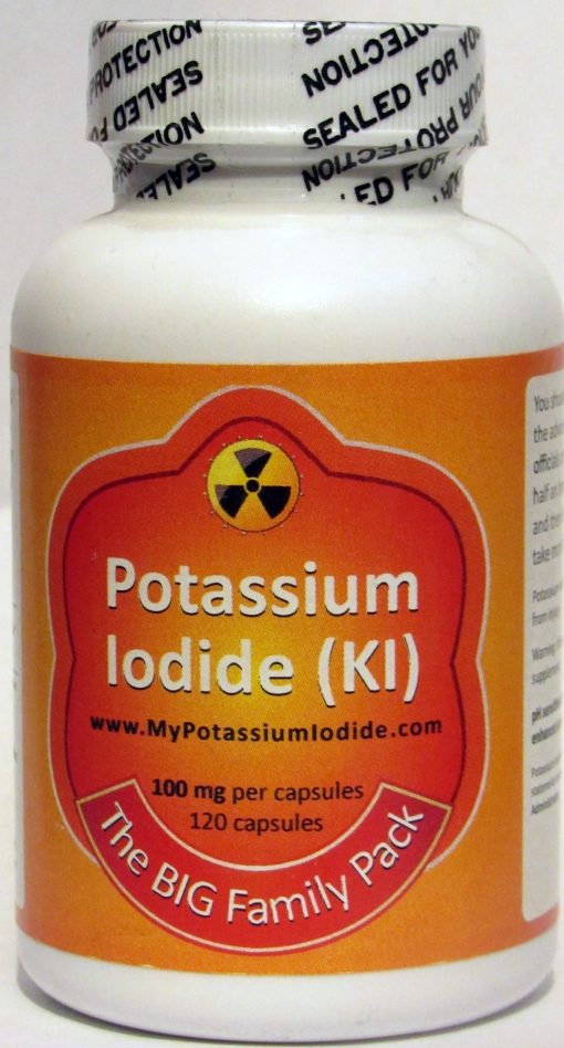 Potassium Iodide, KI, 100mg, 120 caps, the "Big Family Pack"